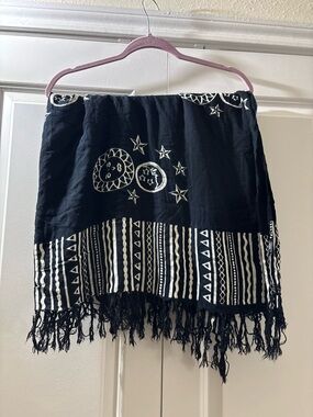 Black & White Moon Star Fringe cover up